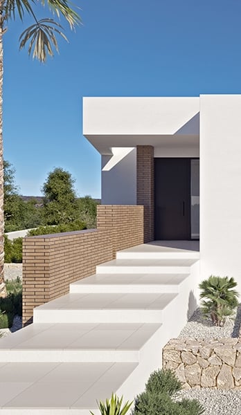 Combination of exposed brick and stone walls.